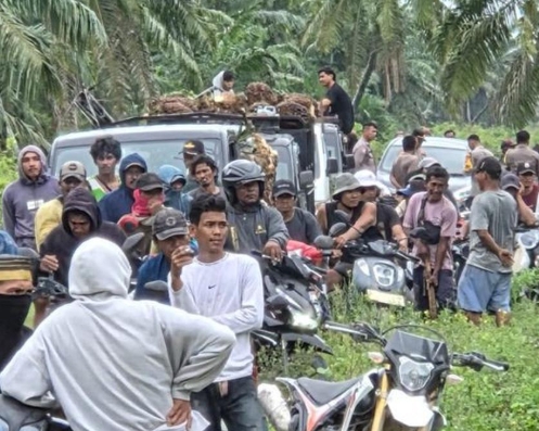 Read more about the article Ratusan Warga Bentrok dengan Petugas di Kebun Sawit, Lima Orang Terluka